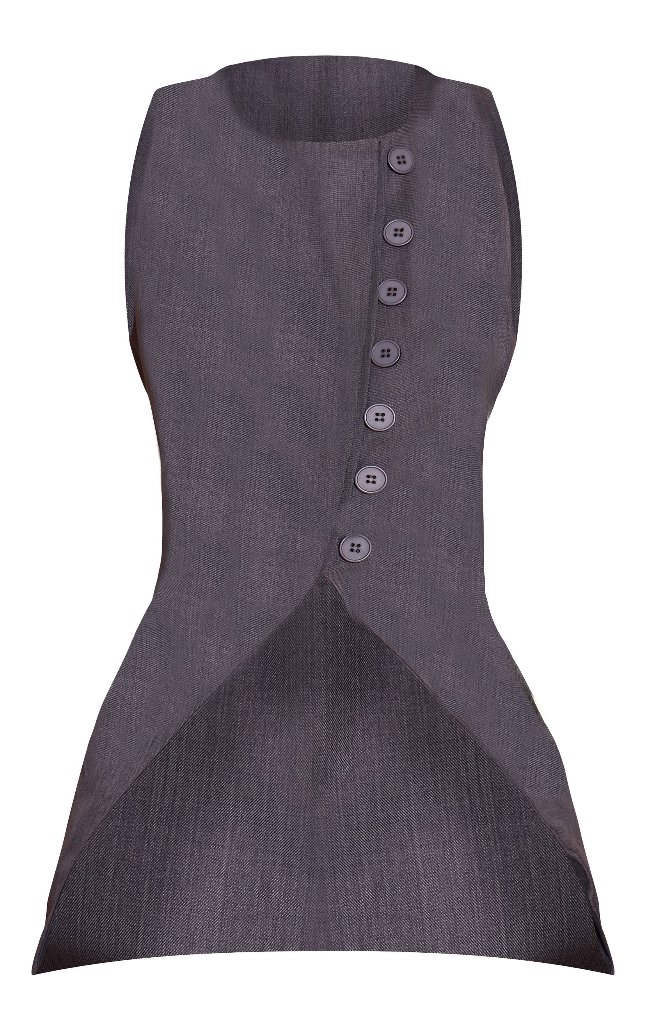 Charbon Gilet Asymétrique Tissé