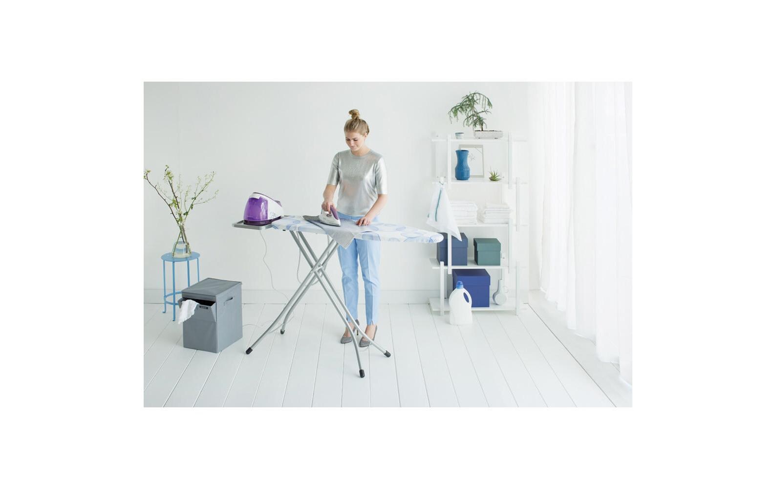 Bügeltisch mit Dampfstationsablage Bubbles<br>Bügelbrett B, 124 cm x 38 cm
