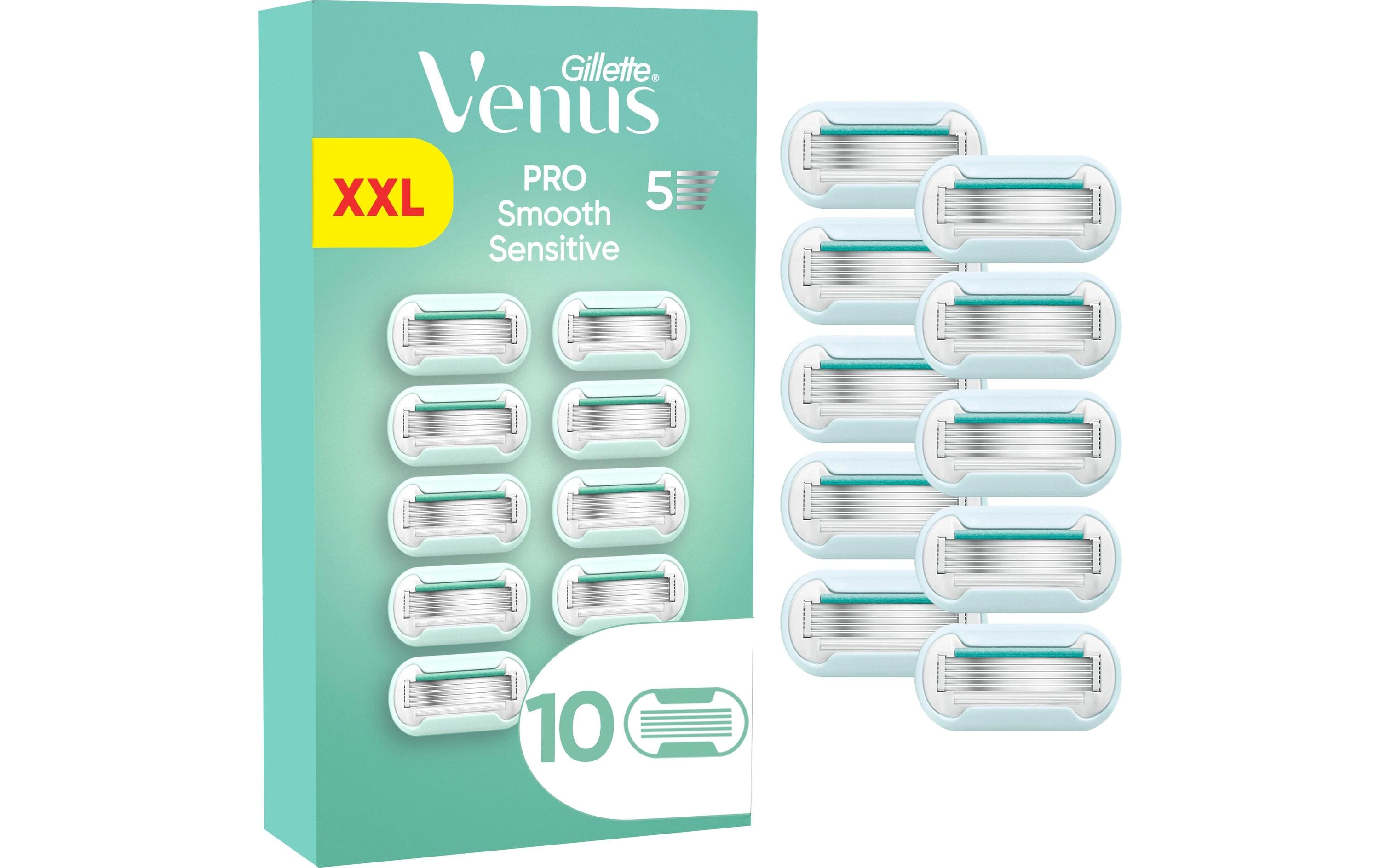 Rasierklingen Pro Smooth Sensitive 10 StückErsatzklingen für Damen mit wiederverwendbarem Metallgriff und Duschhalterung