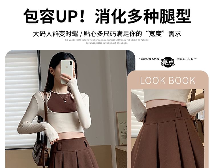OGAWA - Hoge taille geplooide mini A-lijn rok