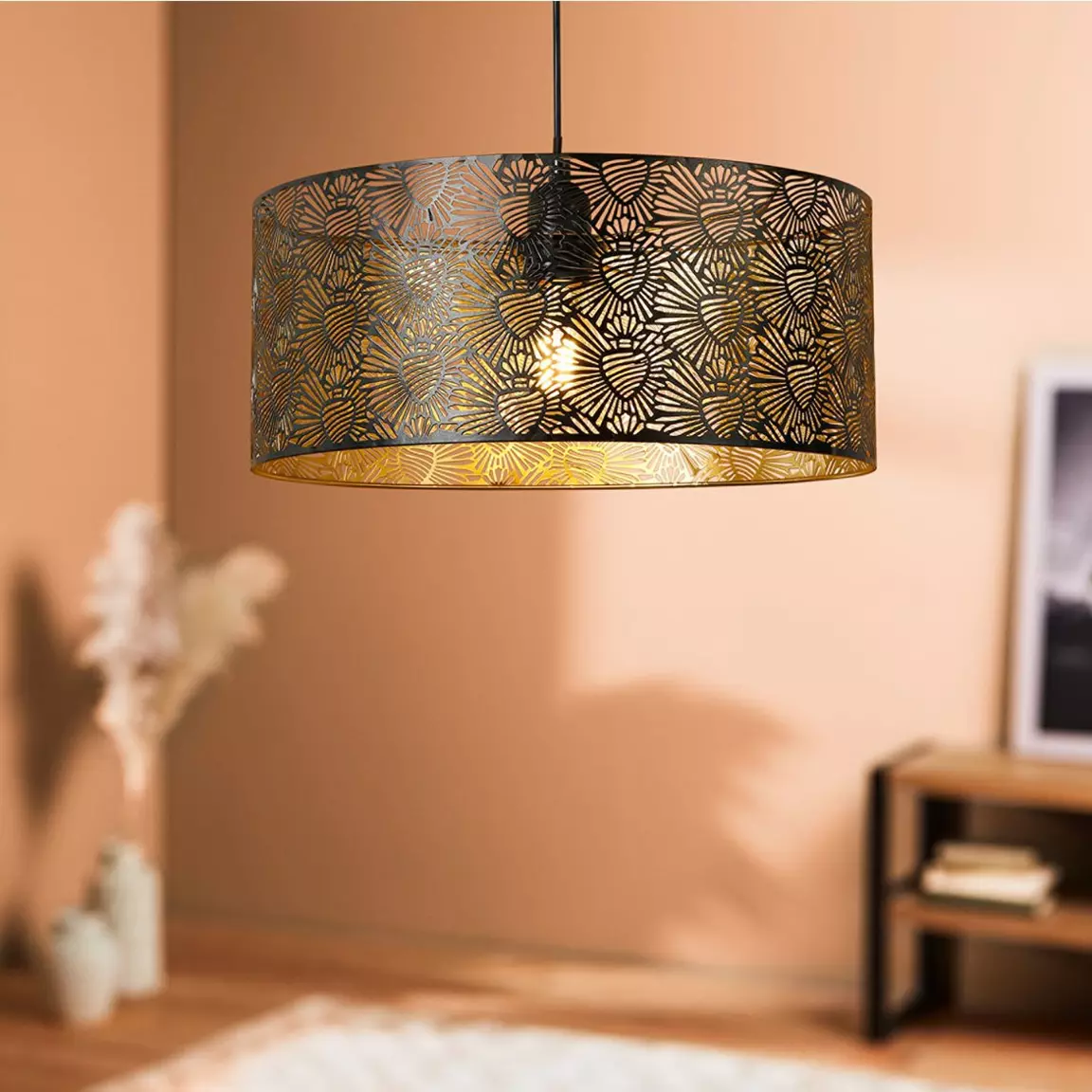 Suspension lumineuse en métal (D35 cm) Corazon Noir