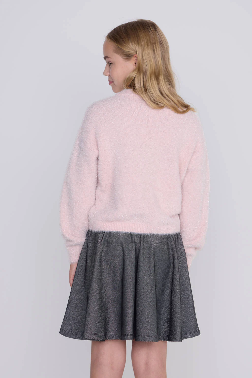 Coolcat gebreide trui Fleur roze / zilver