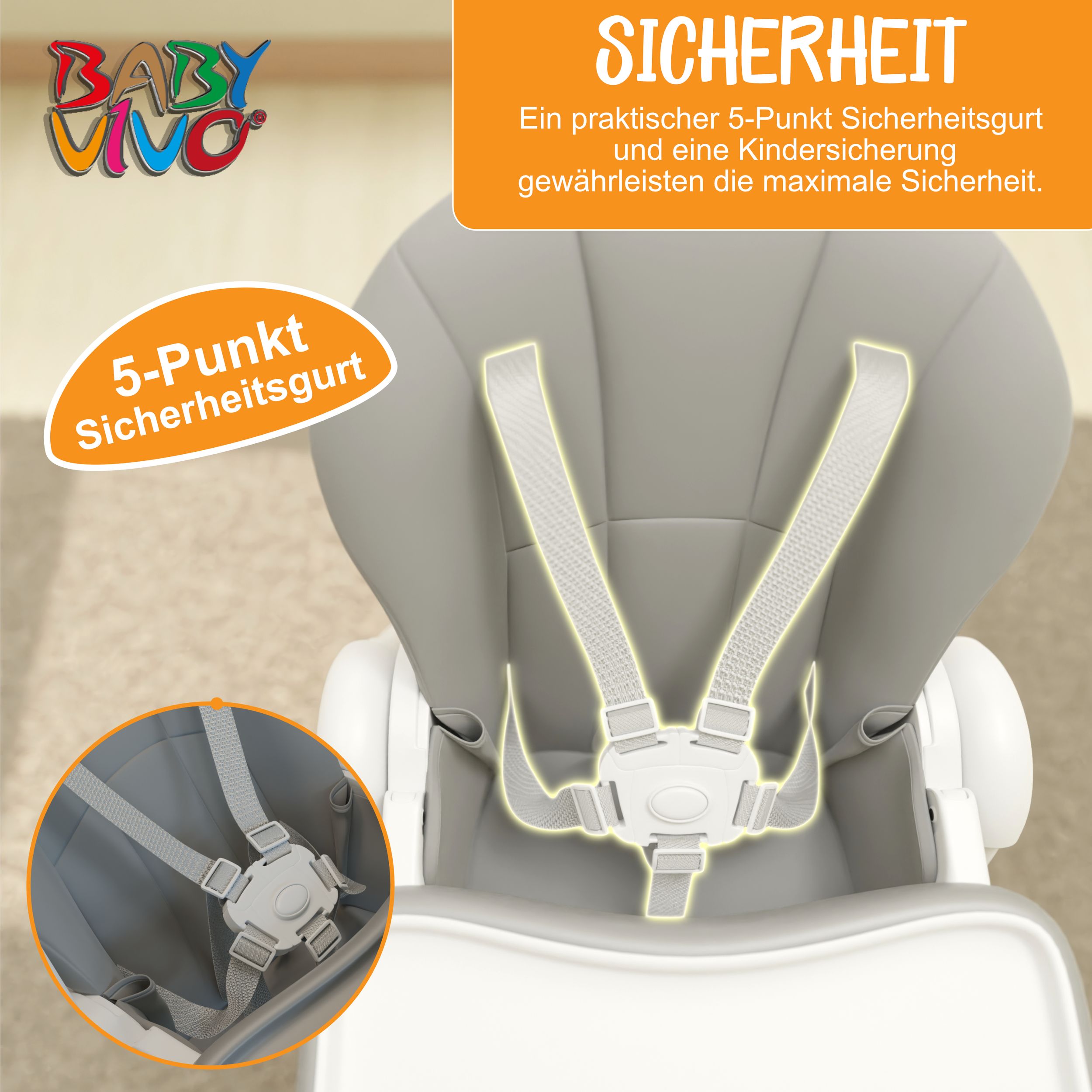 Baby Vivo Design Kinderhochstuhl aus Kunststoff - Tippy in Stardust