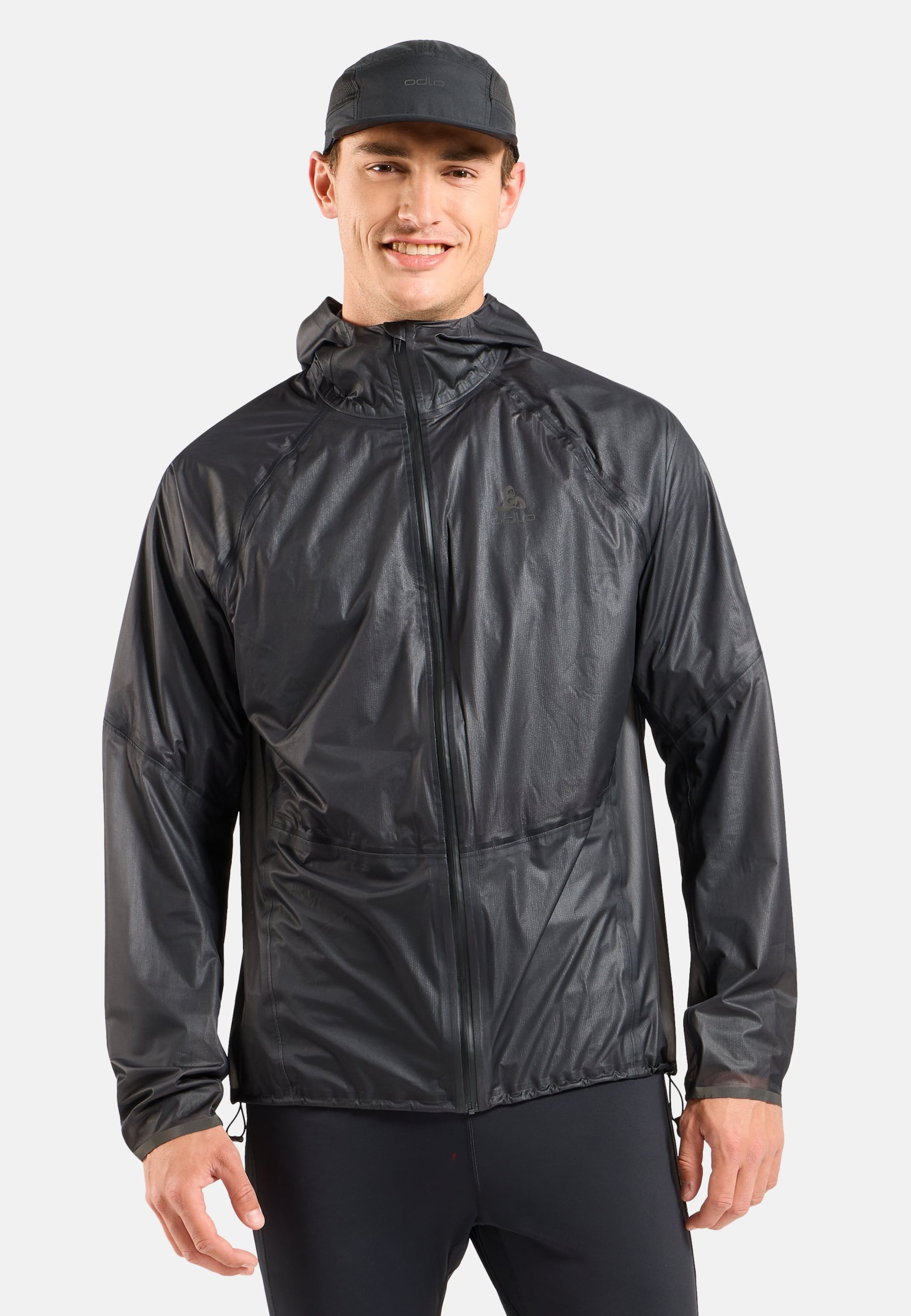 Isolierte und wasserdichte Dual Dry Performance Knit Laufjacke in black
