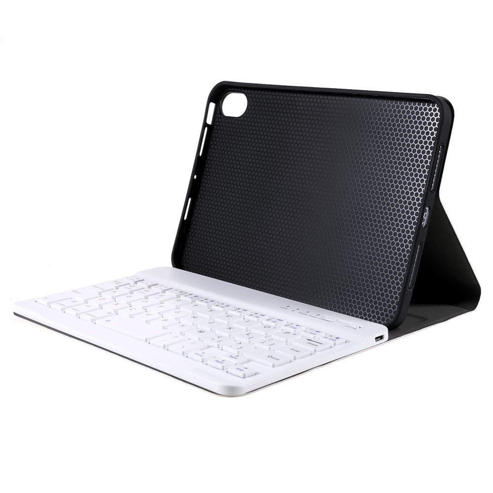 iPad Mini 7 (2024) / Mini 6 (2021) Leder Tasche Magnet Bluetooth Tastatur Abnehmbar (QWERTY) - Gold