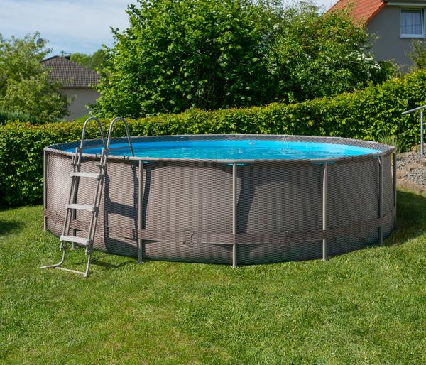 Summer Waves Frame Pool Rattan, rund, ca.