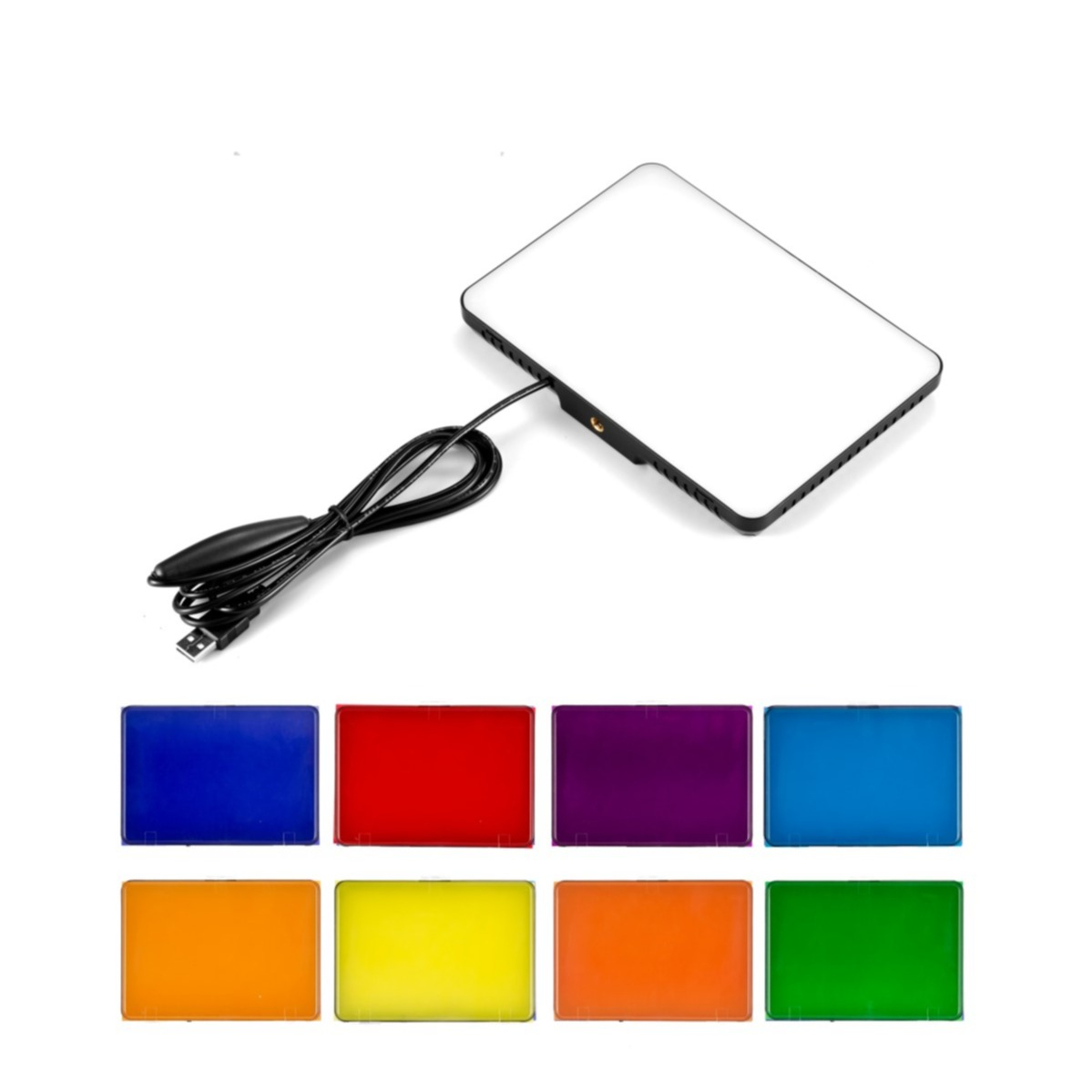 (185x130mm) Professionelles USB Video Selfie Licht LED Beleuchtung mit 9 Farbfilter   5 Stufen für YouTuber / Influencer