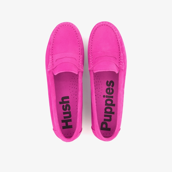 Hush Puppies leren dames mocassins fuchsia