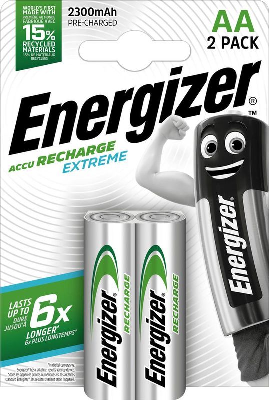 Energizer - Recharge Extreme - AA-batterijen - 2300 mAh - Oplaadbaar - Pak 2 stuks