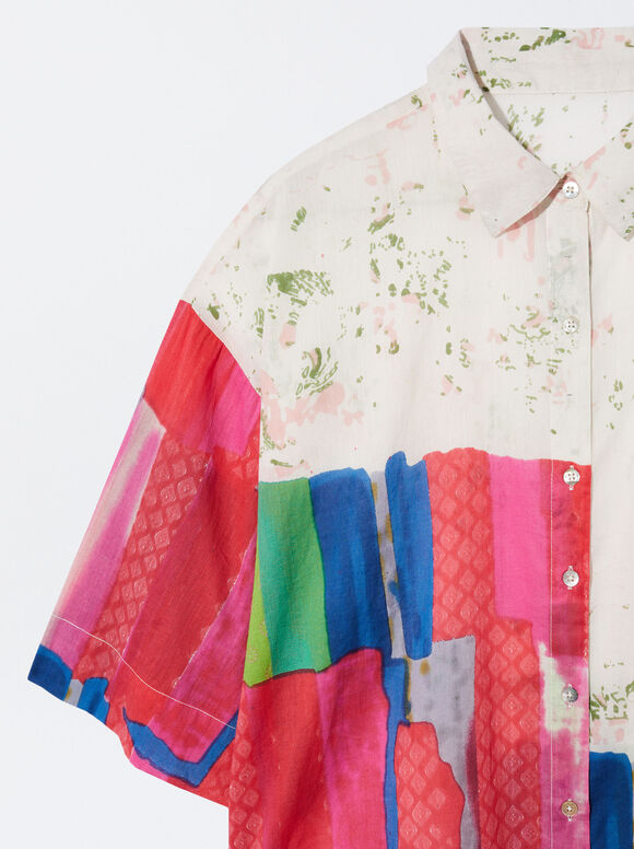 Camisa de algodão estampada - Multicor