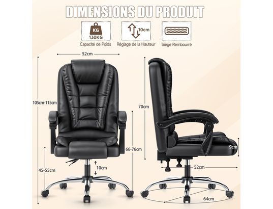 RATTANTREE - Fauteuil de bureau inclinable noir