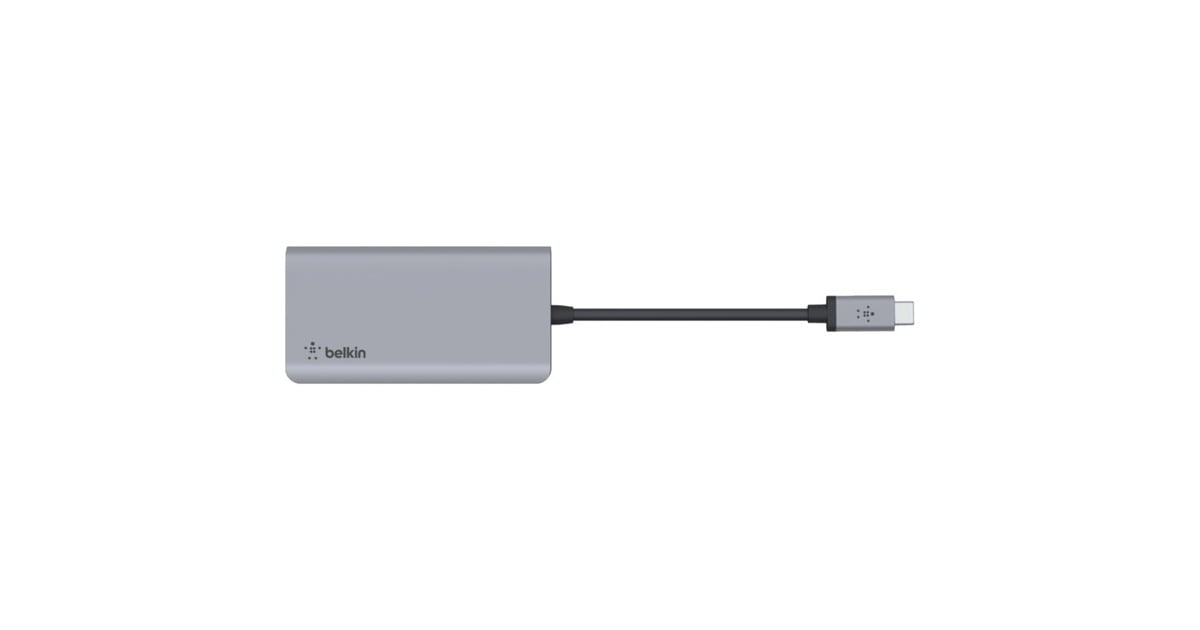 BelkinCONNECT Meerpoorts 4-in-1 USB-C dockingstation  (Grijs/zwart)