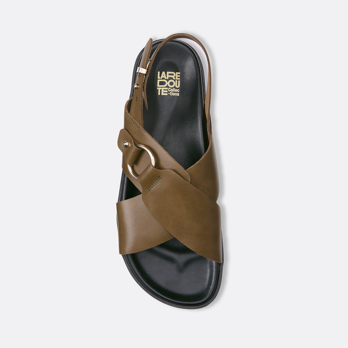 COLEÇÃO LA REDOUTE<br>Sandálias de couro liso com tiras cruzadas