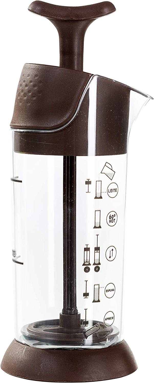 Espumador De Leite Pressca Amarelo, Leite Cremoso, BPA Free, 200 ml, Mixer, Cremeira.