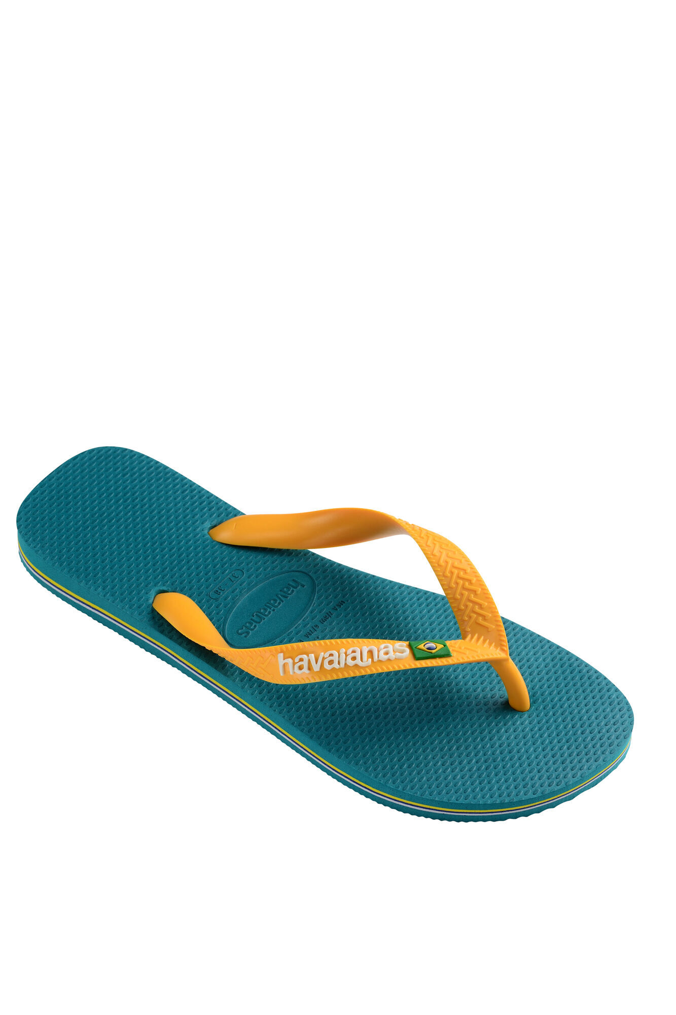 Chinelo Hav. Logotipo do Brasil - turquesa