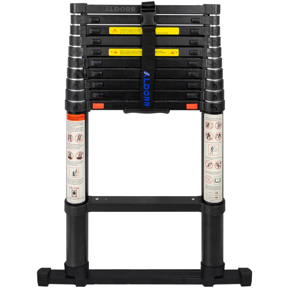 ALDORR Professional - Telescopische ladder van 3,20 m met uitschuifbare stabilisatiestang - Draagvermogen tot 150 kg - Soft-Close systeem