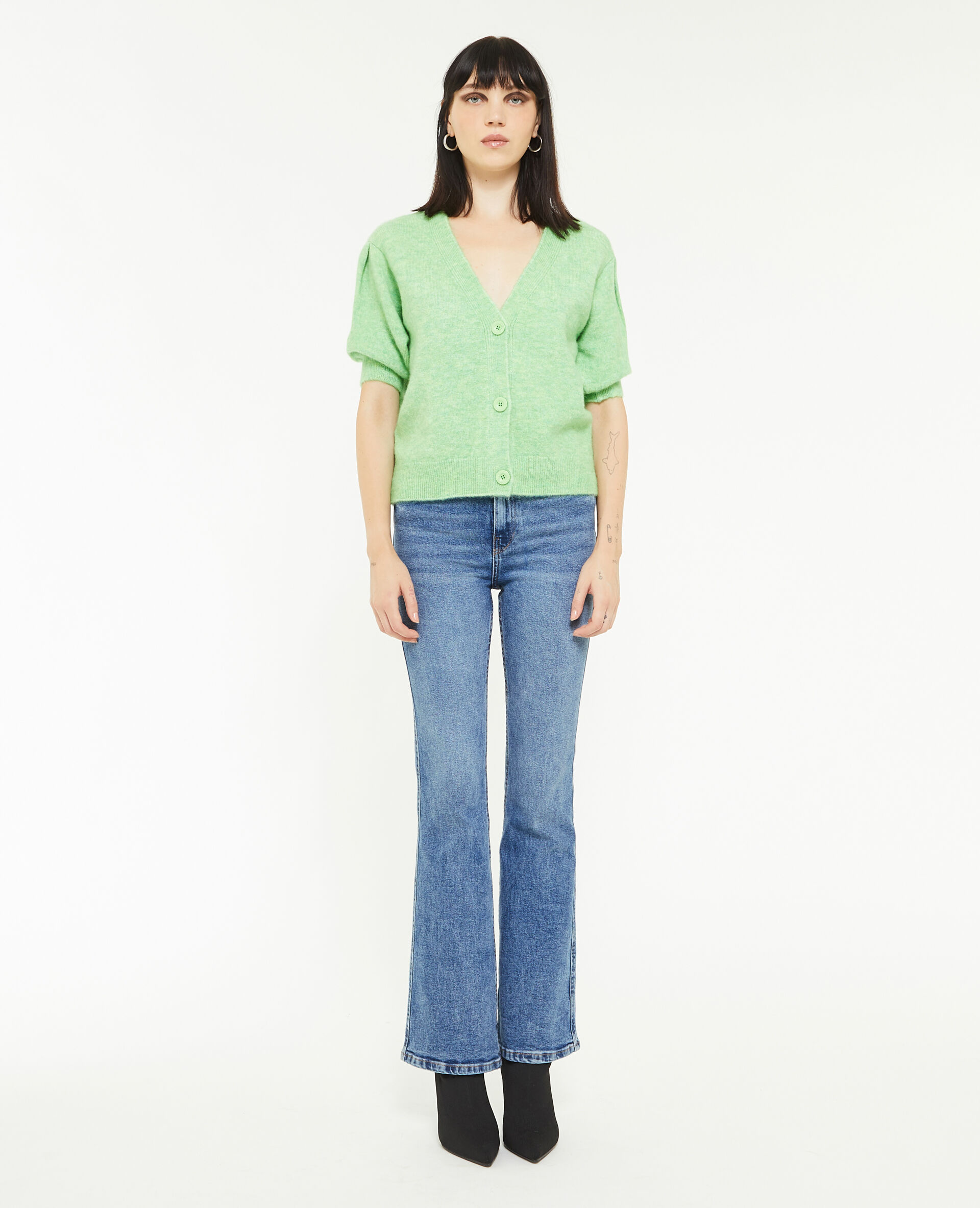 Jean flare taille haute - Bleu