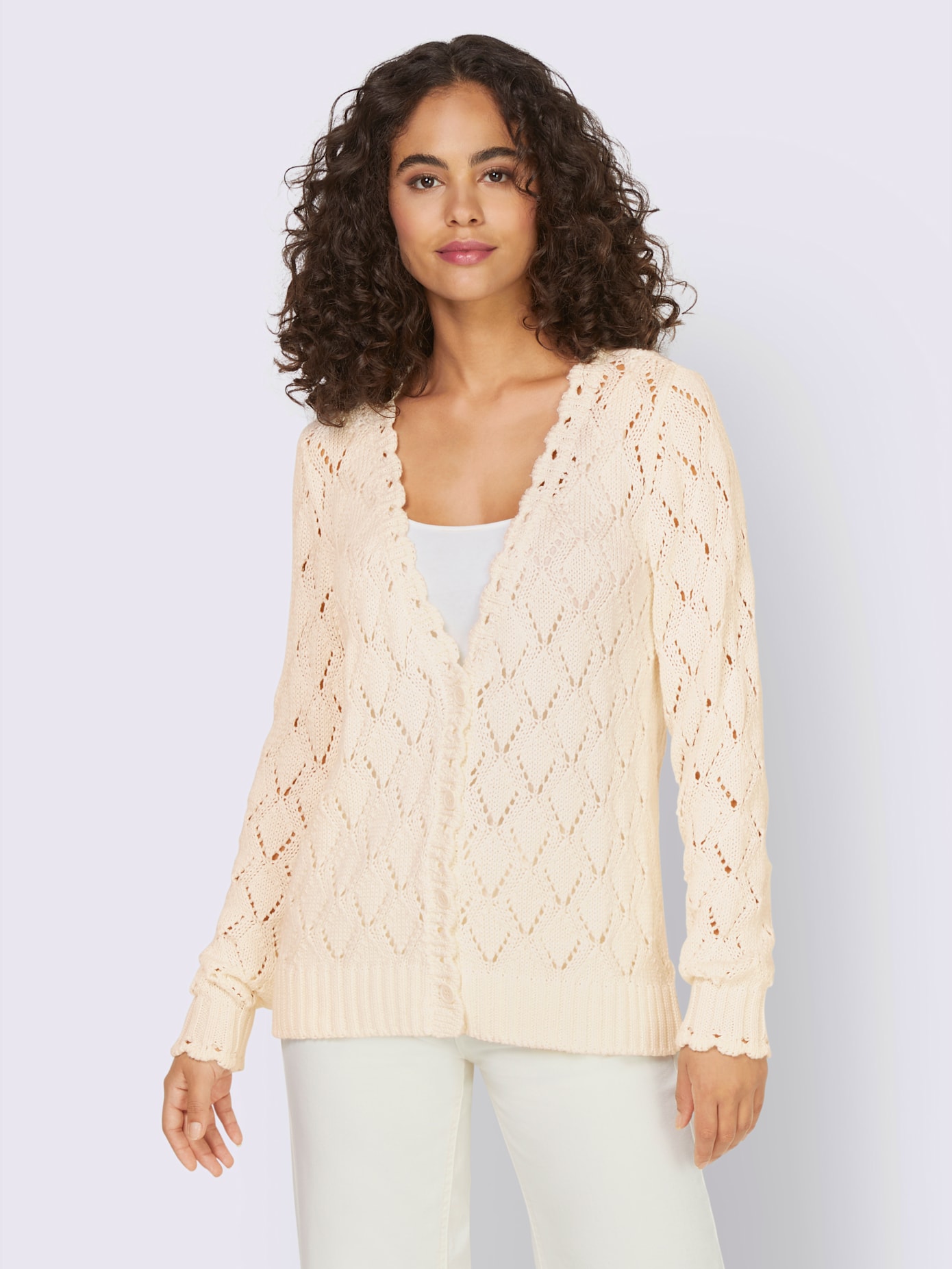 Veste en tricot motif ajouré léger