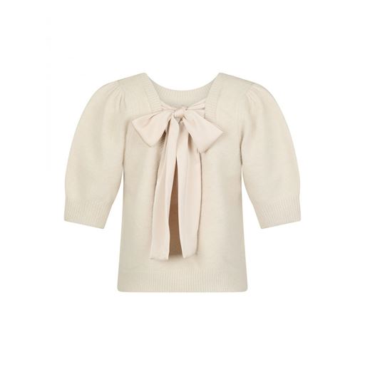 Neo Noir Martha Bow Knit Strikbluse, Ivory, 38