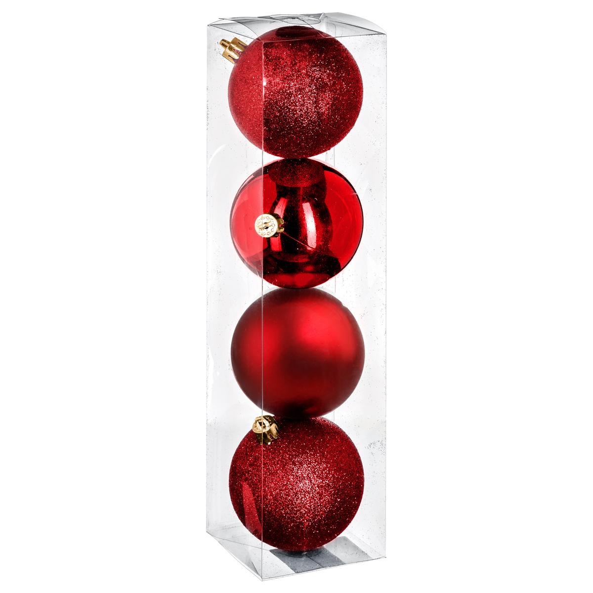 BOULE DE NOEL ROUGE X4 PIECES 8CM