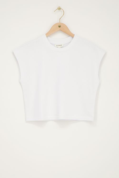 Witte muscle top sweatstof