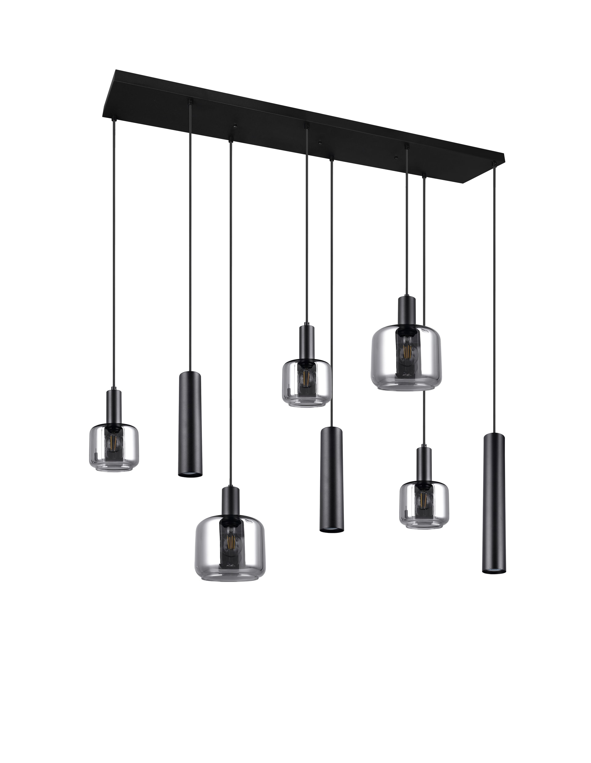 TRIO Retrofit Balkenpendel MATARO 8-flg schwarz /smoke
