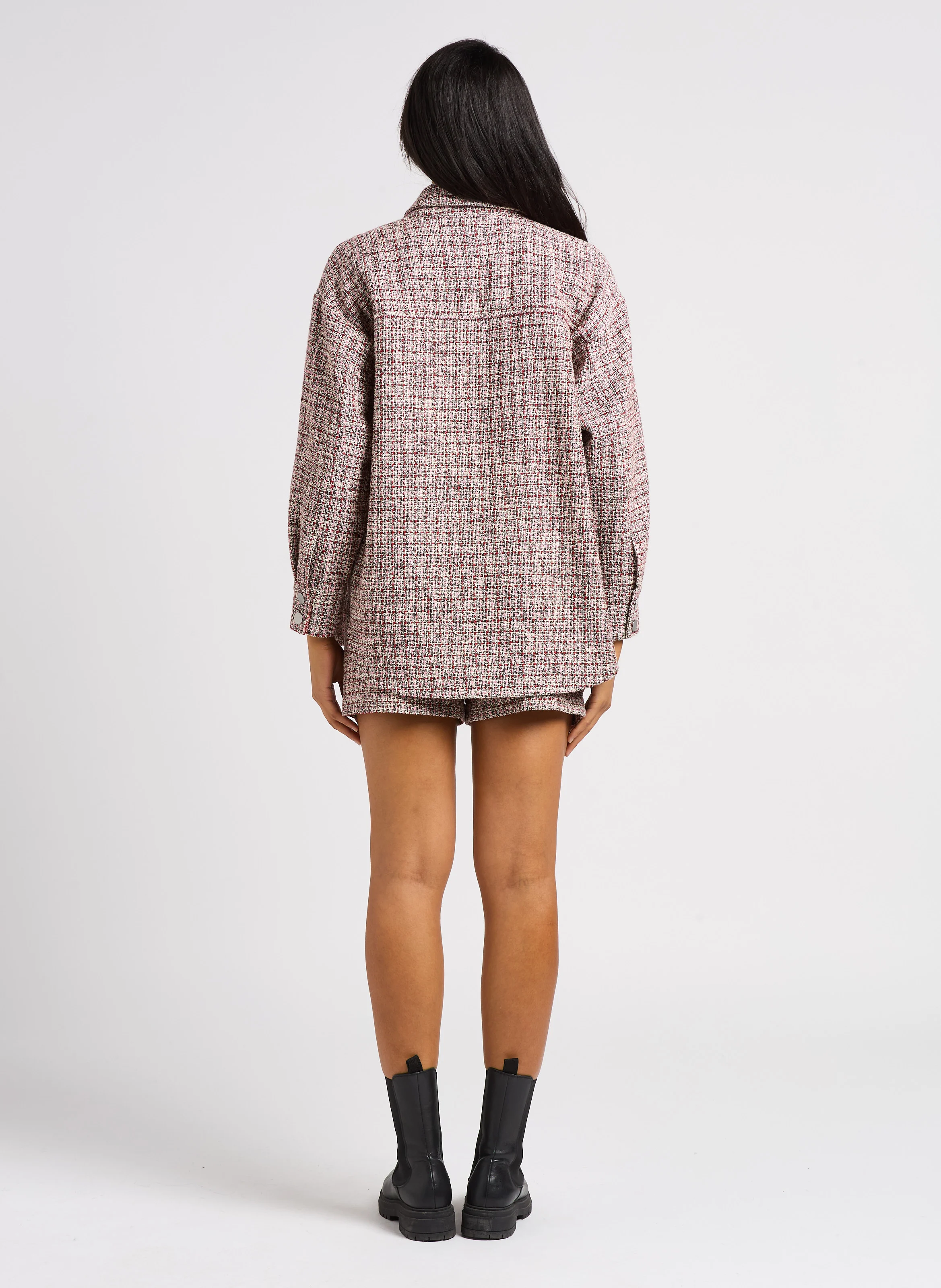 Short tweed en coton mélangé | Rouge