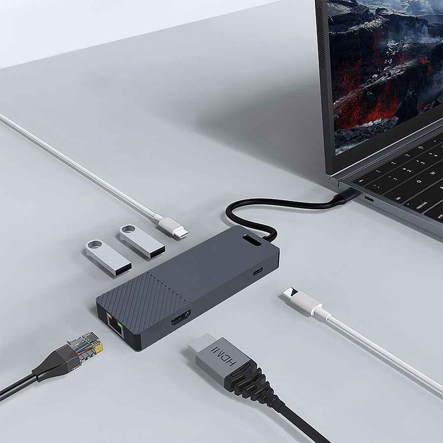 INOVU Station d'accueil USB-C 6 en 1 (HDMI/USB/Ethernet/SD)
