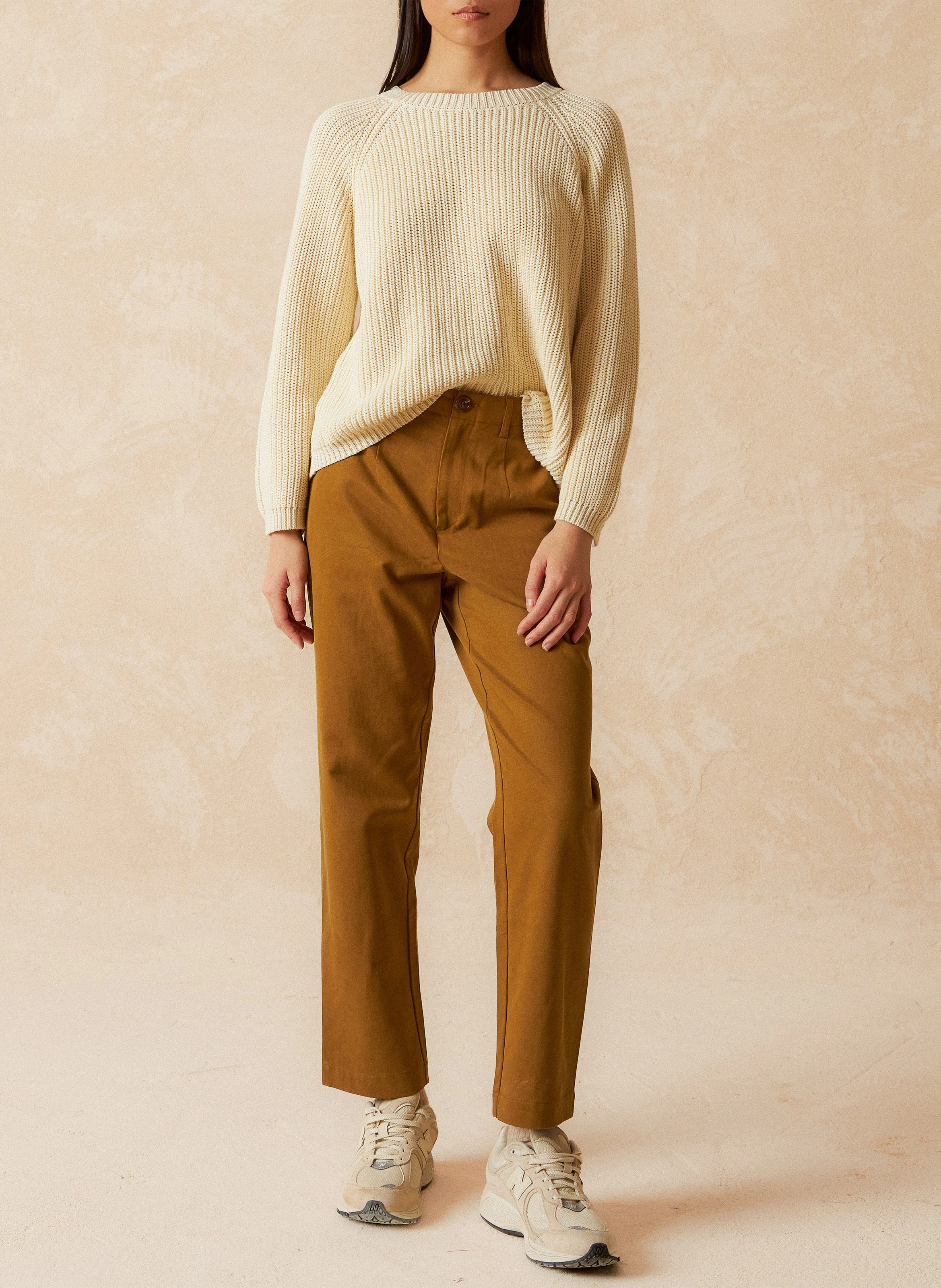 LUCAS - Pantalon droit en coton mélangé | Vert