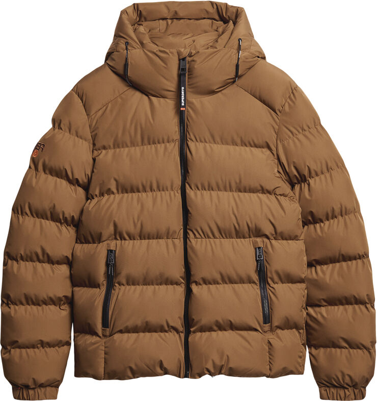 Superdry HOODED SPORTS PUFFER JACKET Denim co tobacco brown