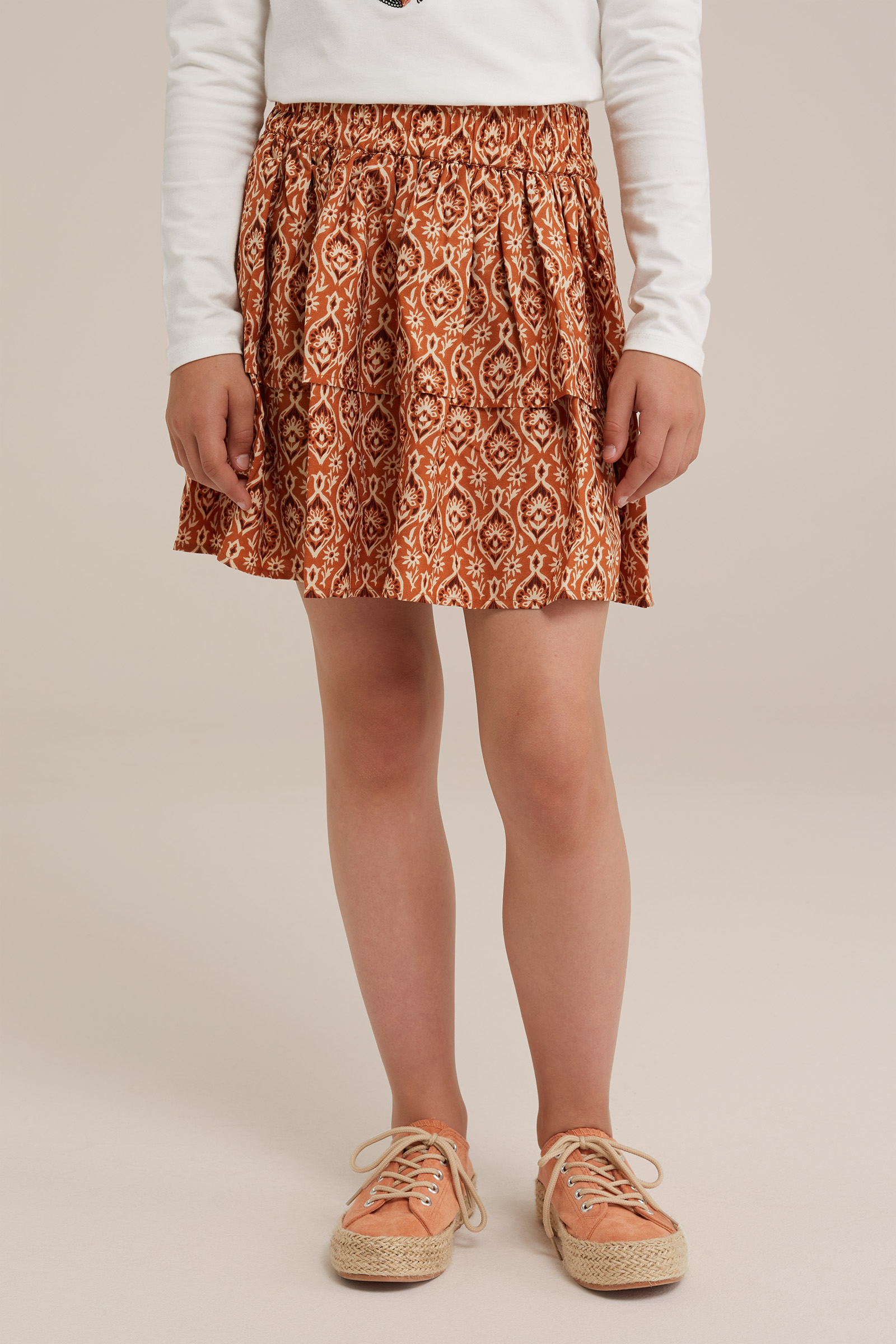 Meisjes rok met dessin WE Fashion Lichtbruin