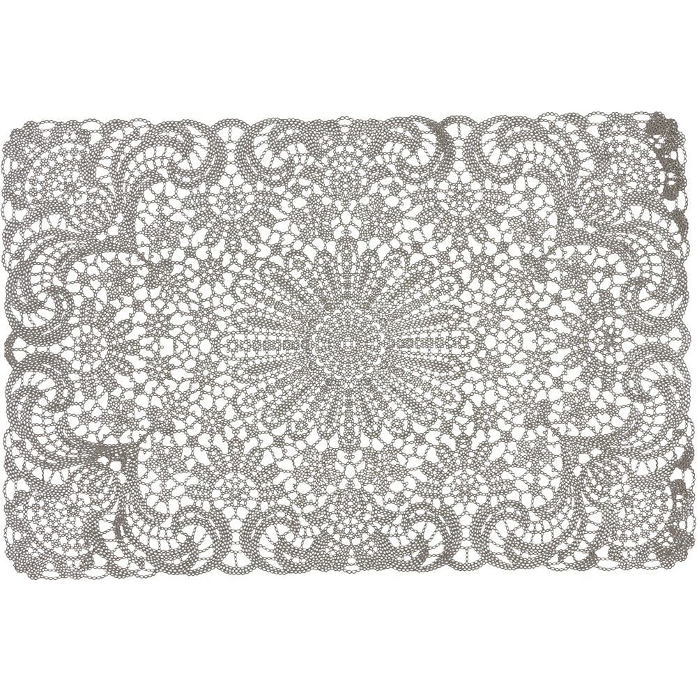 Set de table rectangulaire plastique aspect dentelle uni gris