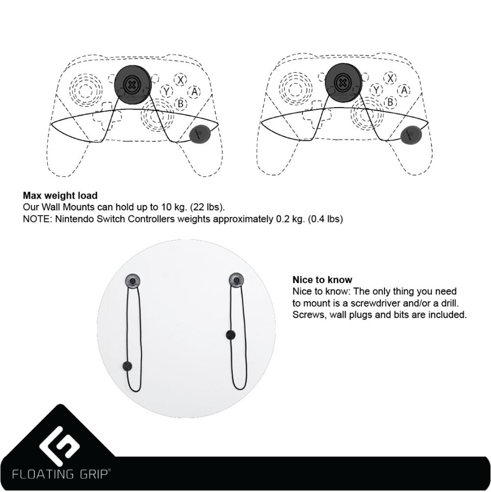 FLOATING GRIP® beslag til Nintendo Switch Pro Controllers, Sort