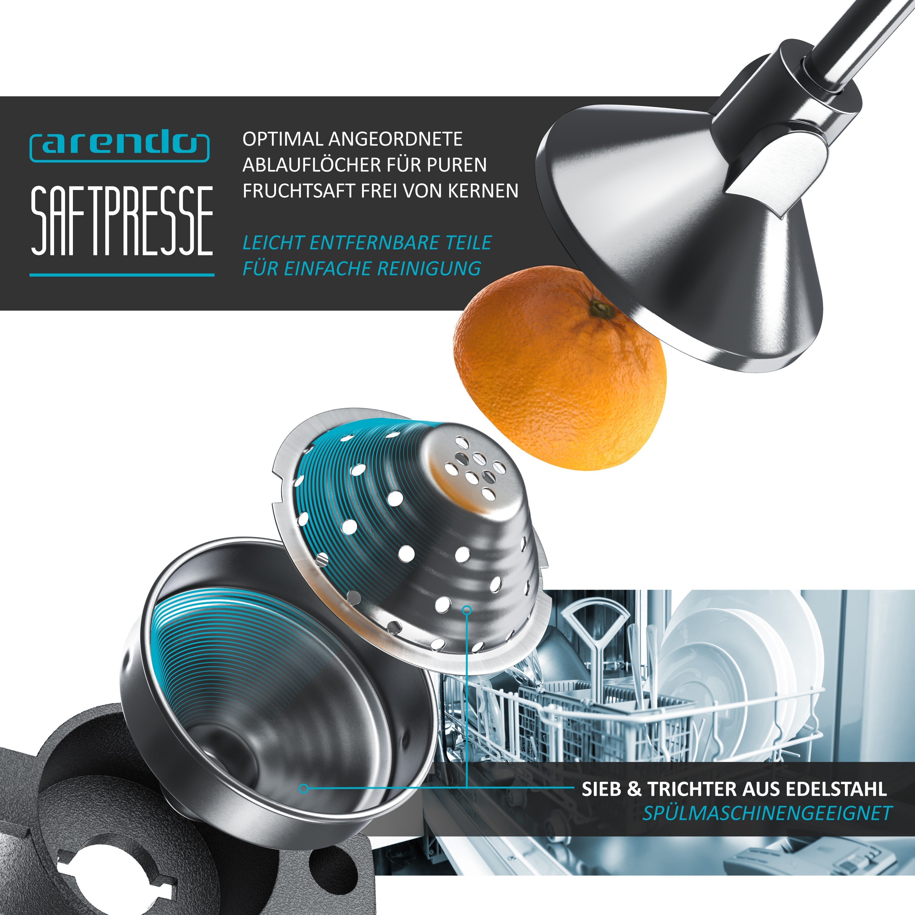 Arendo Saftpresse - mechanischer Entsafter / Handentsafter