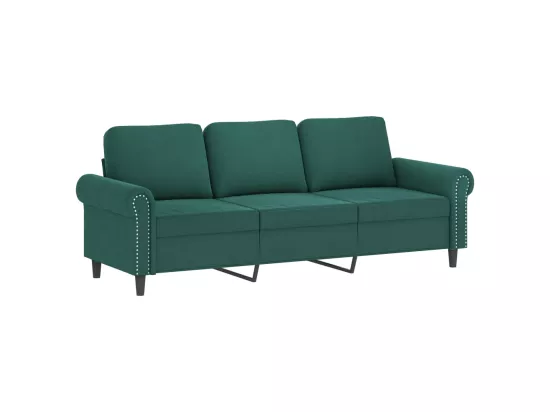 Canapé 3 places avec oreillers vert foncé 180 cm velours