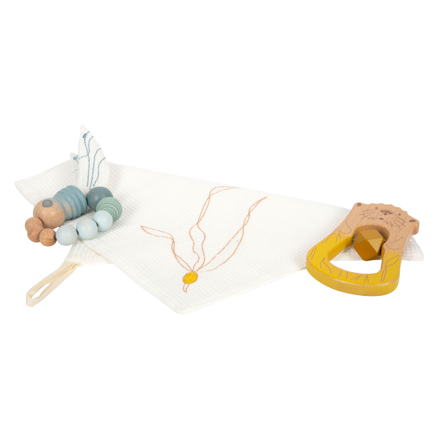 Small Foot - Knuffeldoekje Zeekust met Rammelaar en Grijpring, 3dlg.