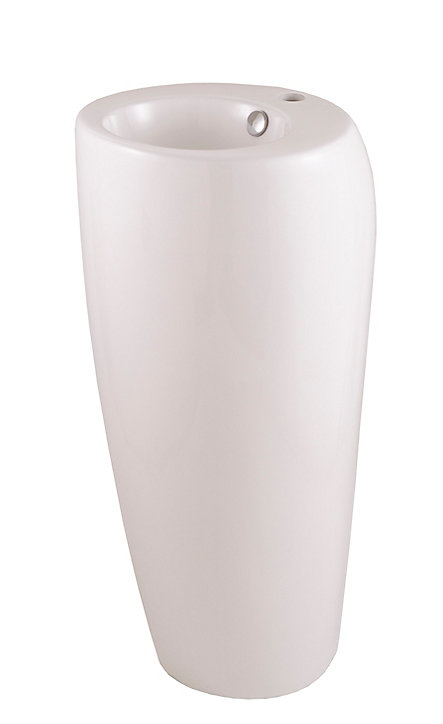 Lavabo à poser GoodHome Ebro en céramique coloris blanc Ø36,5 x H.84 cm