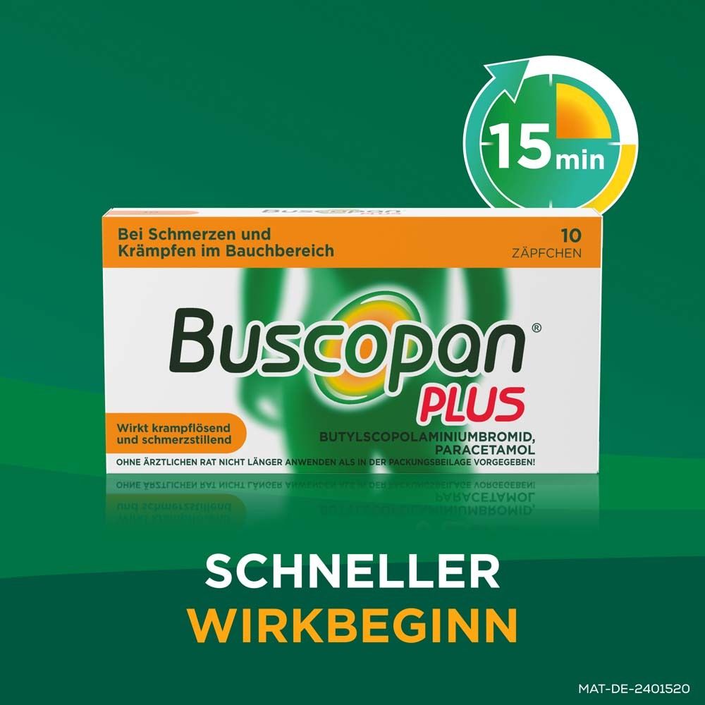 Buscopan Plus Zäpfchen bei Bauchschmerzen und Regelschmerzen