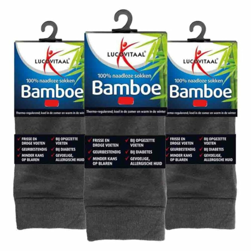 3x Lucovitaal Bamboe Sok Lang Antraciet Maat 43-461 paar