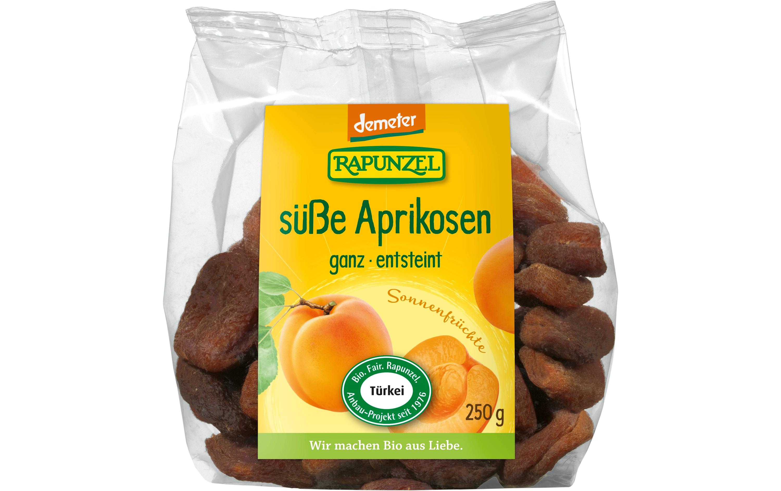 Bio Demeter Aprikosen ganz süss 250 gGetrocknete Bio Aprikosen mit süssem Geschmack
