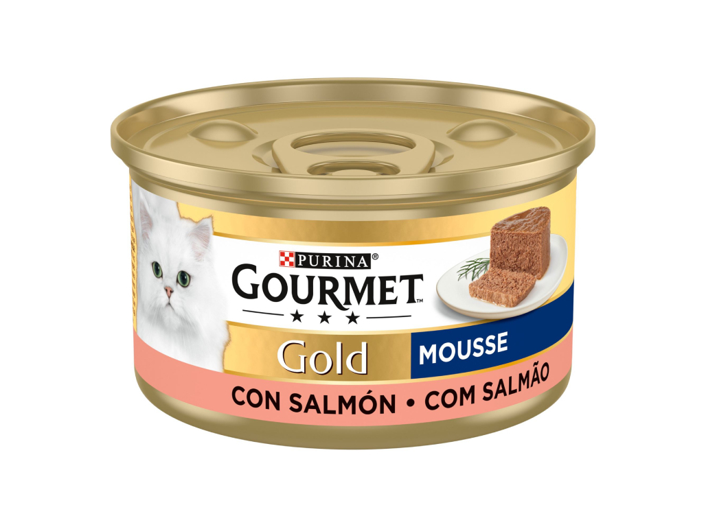 COMIDA HÚMIDA PARA GATO GOURMET GOLD MOUSSE COM SALMÃO 85G