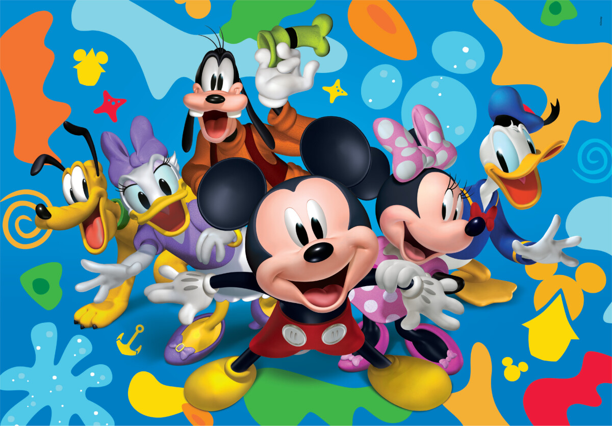 Disney Puslespil - Mickey Og Venner - Super Color - Clementoni - 104 Brikker