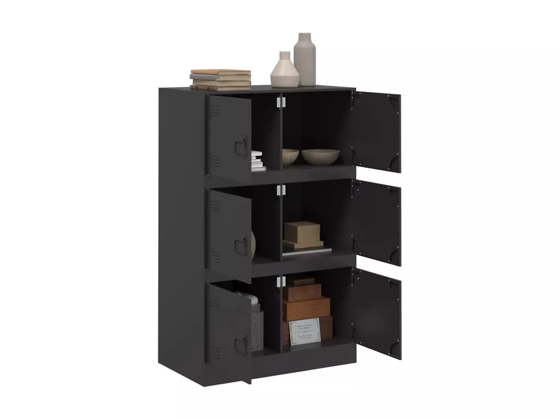 Buffet noir 67x39x107 cm acier