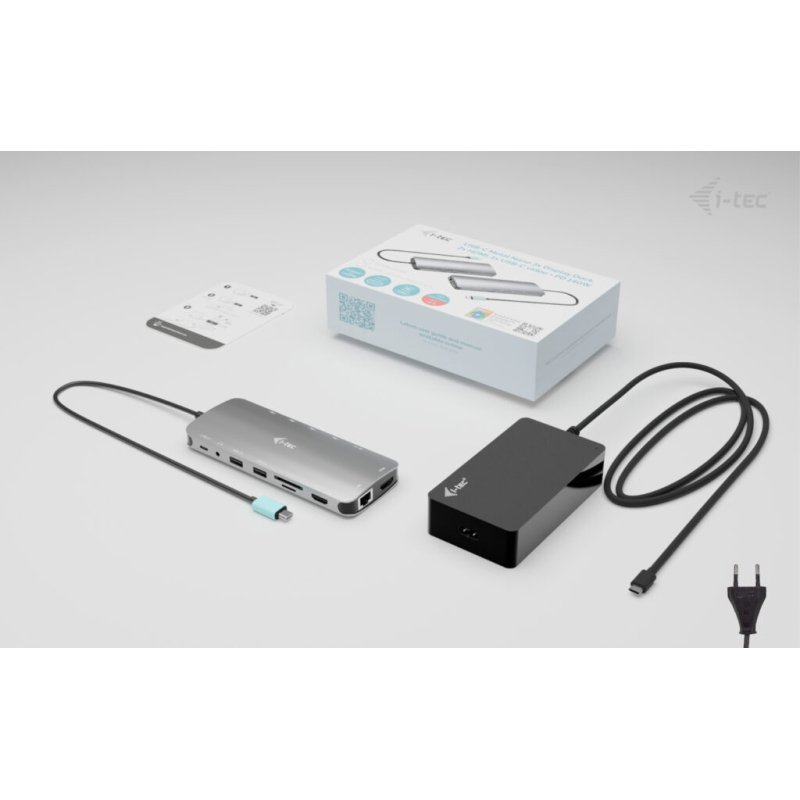 i-tec Metal USB-C Nano 3x Display Dock, 2x HDMI 1x USB-C video with Power Delivery 140W + Universal Charger 140 W