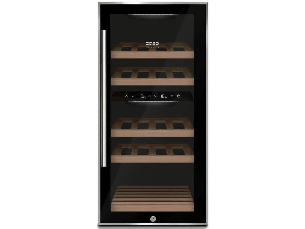 Caso WineComfort 24, Vin køleboks, Fritstående, 24 flaske(r), 60 W, G, Sort