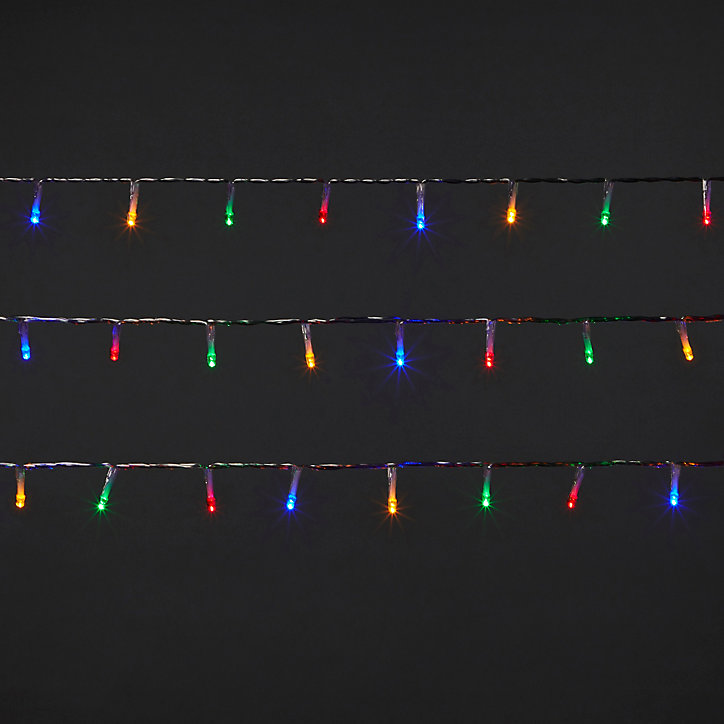Guirlande lumineuse LED intérieure multicolore câble transparent 8 fonctions 11 m