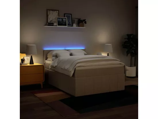 Sommier à lattes de lit avec matelas Crème 160x200 cm Tissu