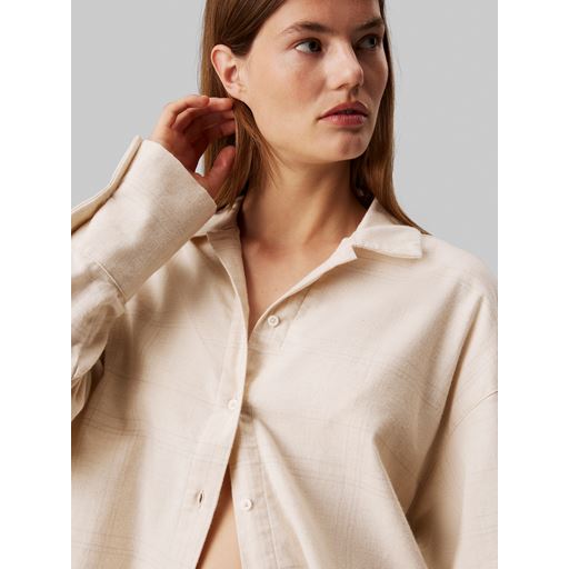 Calvin Klein Button Down Skjorte, Oatmeal Heather Plaid, M