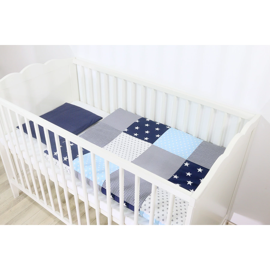 Ullenboom Baby Bettwäsche-Set Blau Hellblau Grau 80 x 80 cm + 35 x 40 cm