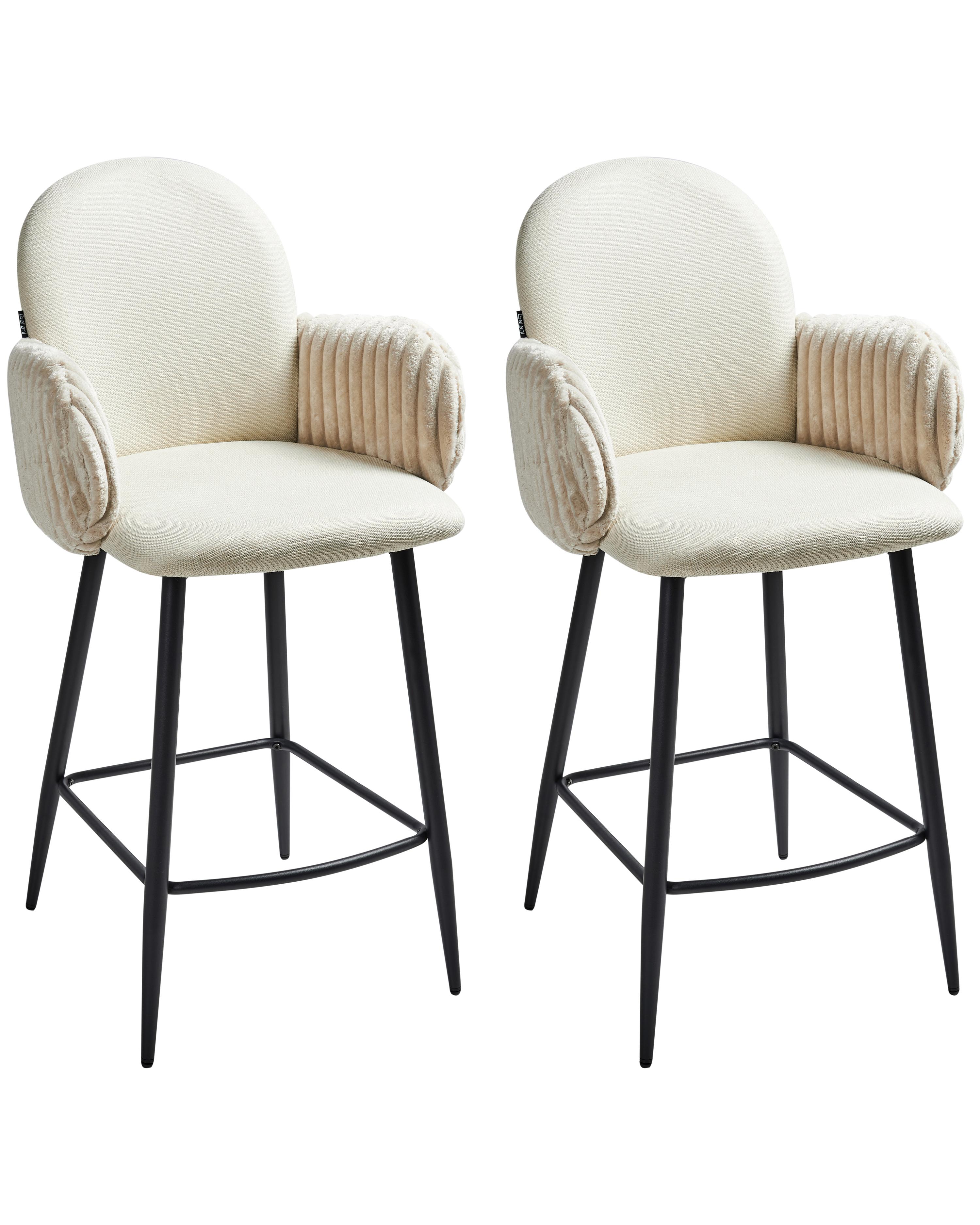 Set van 2 barstoelen AMITY Stof Lichtbeige